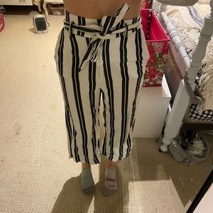 Striped wide pants with tie belt at the top. H&M